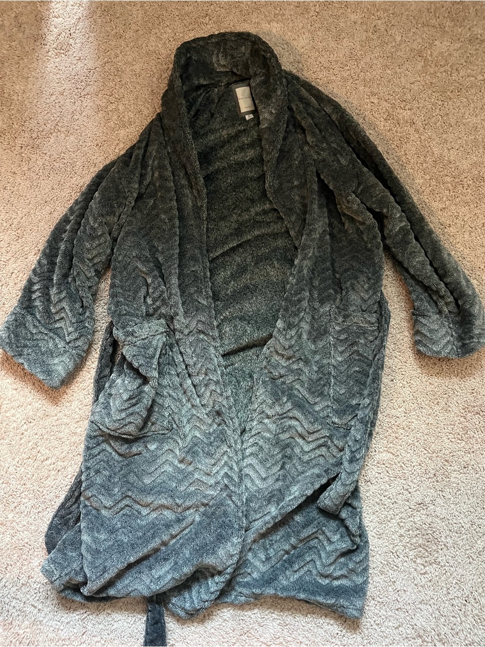 Men's Plush Open-Front Cardigan Robe - Dark Gray